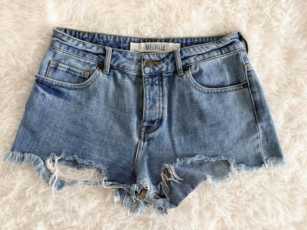 Melville Fabbrica Di Cotone Distressed Denim Shorts Size 29